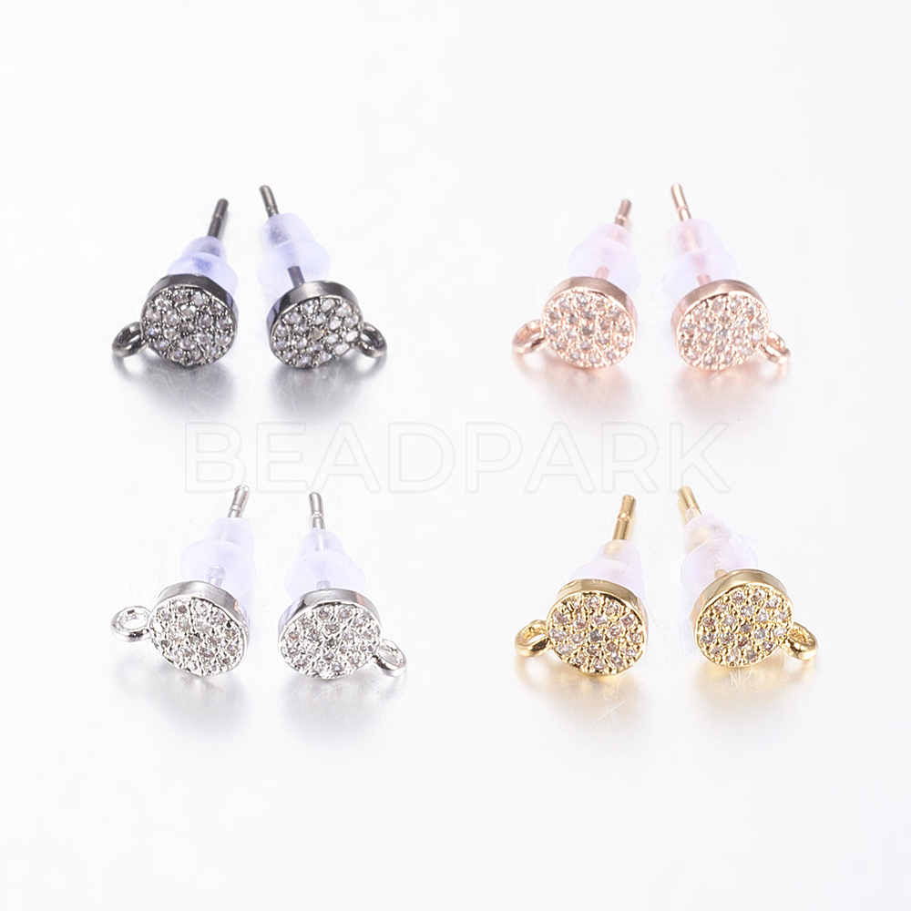 Brass Micro Pave Cubic Zirconia Stud Earring Findings Beadpark