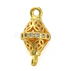 Brass Micro Pave Clear Cubic Zirconia Hollow Bicone Connector Charms KK-A230-05E-G-1