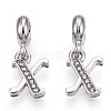 Platinum Rack Plating Alloy Rhinestone European Dangle Charms PALLOY-T048-36P-X-1