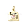 Brass Micro Pave Cubic Zirconia Charms X-KK-H255-28G-1