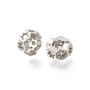 Hexagon Brass Micro Pave Clear Cubic Zirconia European Beads KK-Z156-01P-03-1