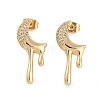 Brass Clear Cubic Zirconia Stud Earrings for Women EJEW-D280-03G-01-1