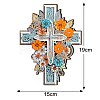 Religion Cross & Flower DIY Diamond Painting Pendant Decoration Kit PW-WG78154-01-1