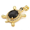 Tortoise Rack Plating Brass Micro Pave Cubic Zirconia Charms KK-G513-78A-03G-2