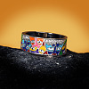 Eye Pattern Brass Micro Pave Clear Cubic Zirconia Enamel Finger Rings FS-WGB4C19-01-3