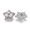 Brass Micro Pave Clear Cubic Zirconia Shank Buttons KK-H738-27P-2