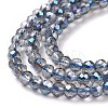 Transparent Electroplate Glass Beads Strands GLAA-H021-01B-HP01-5