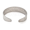 304 Stainless Steel Textured Flat Cuff Bangles BJEW-G694-02P-3