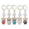 Owl Alloy Enamel Pendant Decorations HJEW-JM01278-1