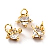Brass Cubic Zirconia Charms KK-A156-04G-RS-2