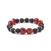 Natural Lava Rock & Gemstone Heart Beaded Stretch Bracelet BJEW-JB08732-3