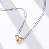 304 Stainless Steel Double-Sided Magnetic Heart Pendant Paperclip Chain Necklaces NJEW-U028-02RG-1