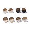 Resin & Walnut Wood Flat Round Stud Earrings with 304 Stainless Steel Pin for Women EJEW-N017-010-1