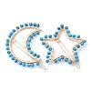 2Pcs Moon & Star Alloy with Synthetic Turquoise Hollow Hair Barrettes PHAR-JH00105-01-1