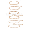 6Pcs 6 Style Alloy Paperclip & Cable & Figaro Chain Bracelets Set BJEW-AN0001-09-1