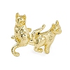 Rack Plating Brass Double Cat Open Cuff Ring for Women RJEW-F129-02G-2