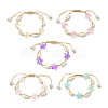 Natural Cowrie Shell & Glass Starfish Braided Bead Bracelet for Women X-BJEW-JB09943-1