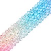 Gradient Color Baking Paint Glass Bead Strands X-DGLA-A039-T6mm-A08-4