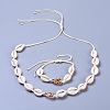 Adjustable Cowrie Shell Beaded Necklace and Bracelets Jewelry Sets SJEW-JS01019-02-1
