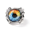 Evil Eye Glass Wide Band Rings for Men RJEW-E017-01AS-01-1