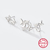Butterfly Rhodium Plated 925 Sterling Silver Stud Earrings with Ear Cuff EO1060-1-1