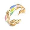 Ocean 304 Stainless Steel Enamel Cuff Bangles for Women BJEW-F518-02F-G-2