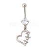Alloy Crystal Rhinestone Dangle Curved Barbell Belly Rings AJEW-R007-04P-04-4