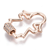 Brass Micro Pave Clear Cubic Zirconia Screw Carabiner Lock Charms ZIRC-T013-07RG-NF-2