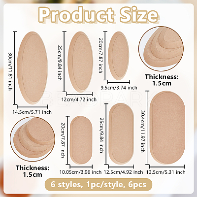 6Pcs 6 Styles Oval MDF Wood Pottery Tools DIY-OC0014-67-1