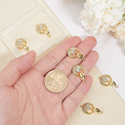  6Pcs Brass Fold Over Clasp with Crystal Rhinestone KK-CA0002-69A-1