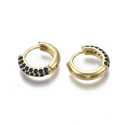 Brass Micro Pave Cubic Zirconia Huggie Hoop Earrings EJEW-R144-004B-NF-1