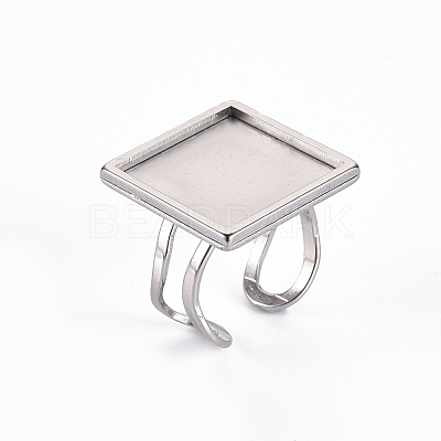 Tarnish Resistant 201 Stainless Steel Cuff Pad Ring Settings STAS-S080-041E-P-1