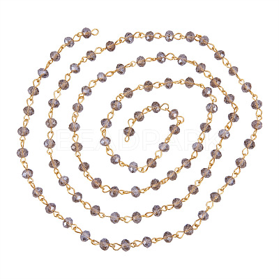 Handmade Rondelle Glass Beads Chains for Necklaces Bracelets Making X-AJEW-JB00037-05-1