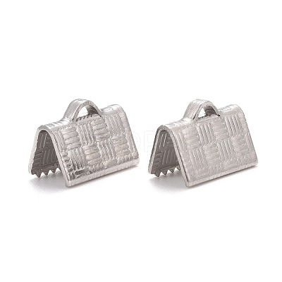 Tarnish Resistant 304 Stainless Steel Ribbon Crimp Ends STAS-E111-01P-1
