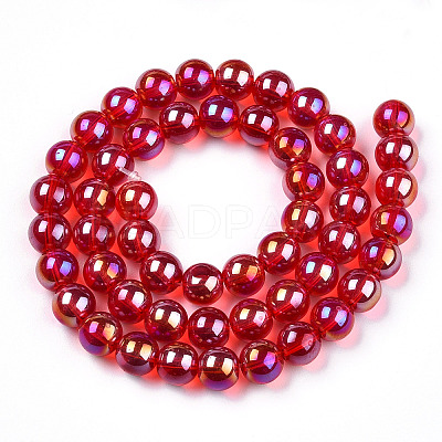 Electroplate Transparent Glass Beads Strands GLAA-T032-T8mm-AB09-1