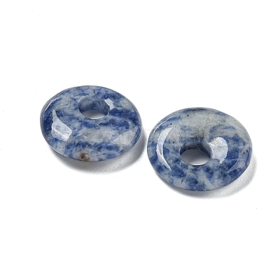 Natural Blue Spot Jasper Donut/Pi Disc Charms G-G142-02E-1