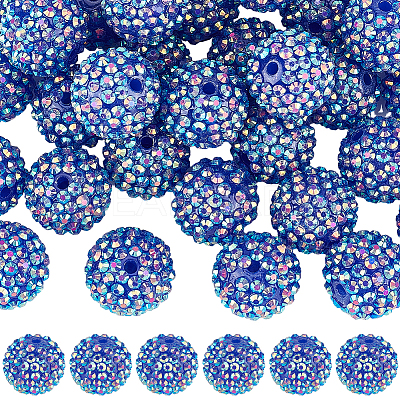 40Pcs Resin Rhinestone Beads RESI-SC0003-14B-1