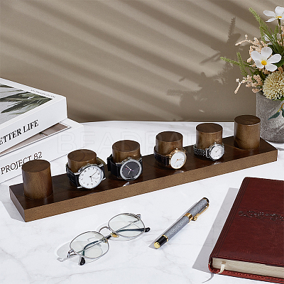 6-Slot Wood Watches Holder Stands ODIS-WH0030-127-1