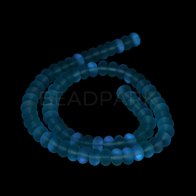 Frosted Transparent Glass Beads Strands X-FGLA-M002-01B-1