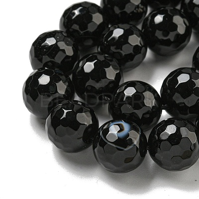 Faceted Natural Banded Agate Beads Strands G-F447-12mm-O09-1