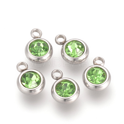 201 Stainless Steel Rhinestone Charms X-STAS-S068-08-1