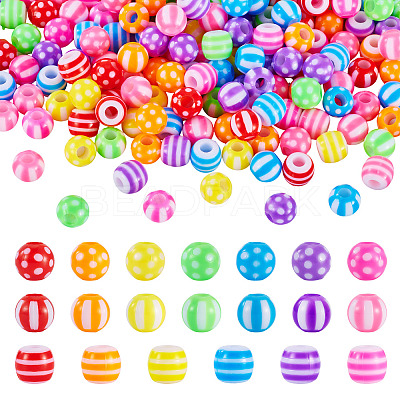 204Pcs 3 Styles Opaque Acrylic Beads OACR-TA0004-36-1