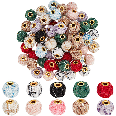 100Pcs 10 Colors Polyester European Beads FIND-SC0020-91-1