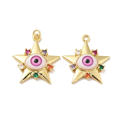 Brass Micro Pave Colorful Cubic Zirconia Pendants ZIRC-E006-05G-01-1