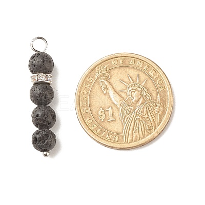 Round Natural Lava Rock Pendants PALLOY-JF01515-1