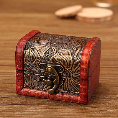 Retro Engraved Wood Jewelry Storage Treasure Boxs with Clasps PW-WG63114-02-1