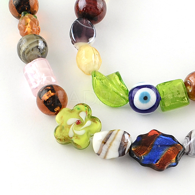 Mixed Shapes Handmade Lampwork Bead Strands LAMP-R132-01-1