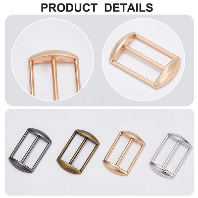 40Pcs 4 Colors Rectangle Alloy Slider Buckles DIY-BC0012-18-1