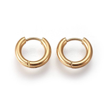 Ion Plating(IP) 304 Stainless Steel Huggie Hoop Earrings X-EJEW-O087-06C-1