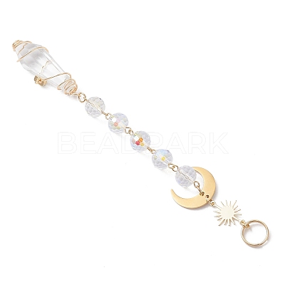 Glass Cone Round Hanging Suncatchers HJEW-JM04604-01-1
